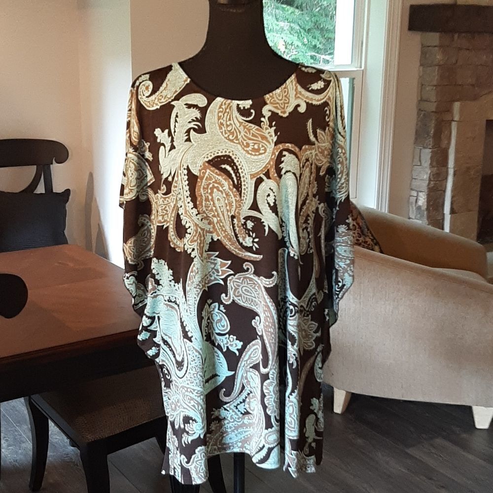 Honeyine Brown and Green Paisley Print Top